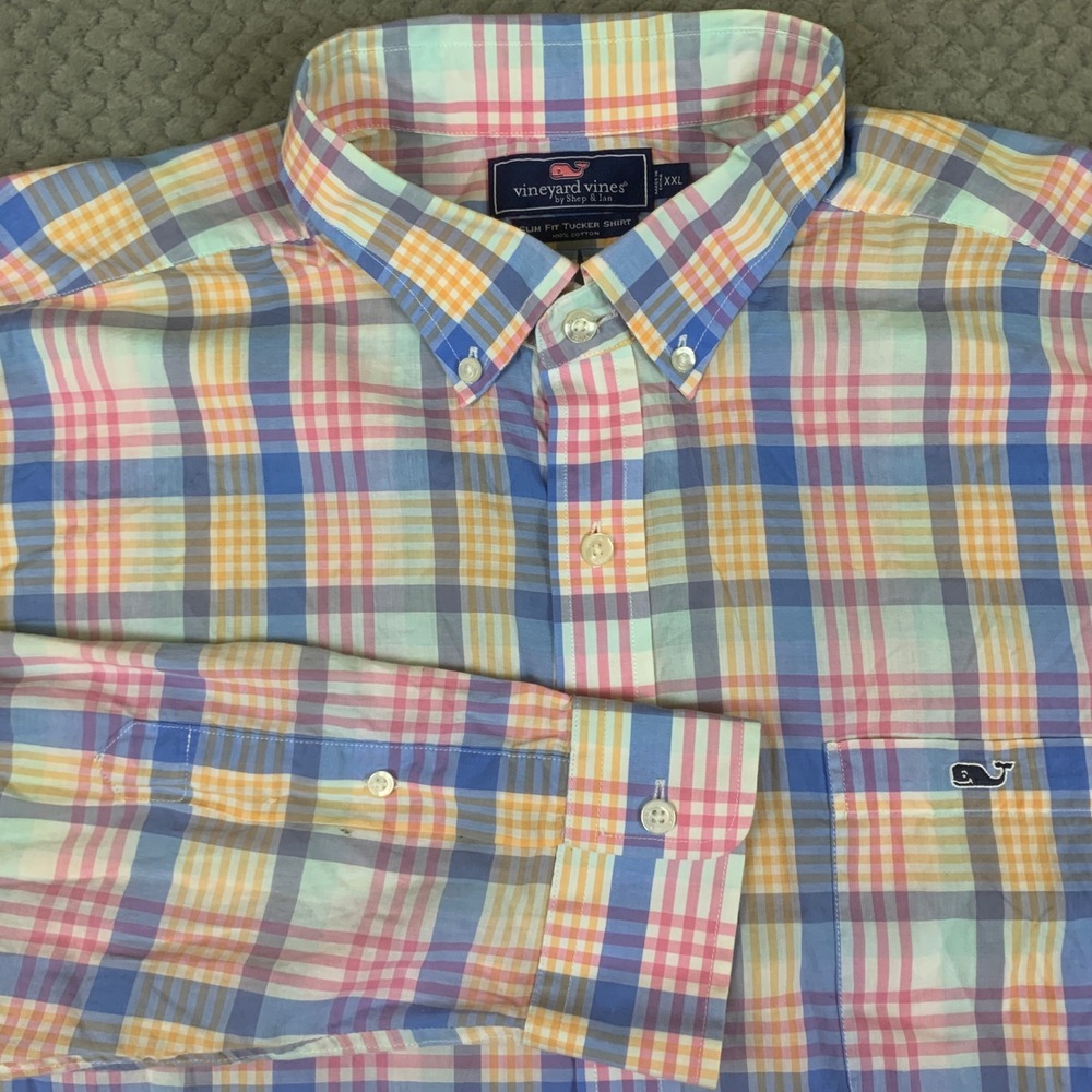 Vineyard Vines Mens XXL Slim Fit Tucker Shirt Plaid Long Sleeve Multi 1W1501